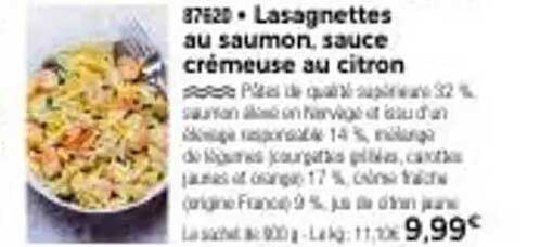 Lasagnettes au saumon, sauce crémeuse au citron