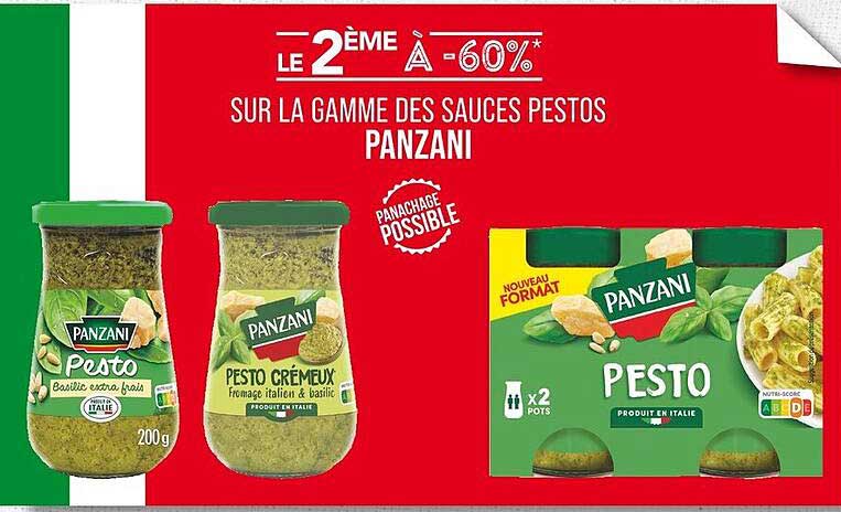 LE 2 ÈME À -60* SUR LA GAMME DES SAUCES PESTOS PANZANI