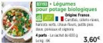 Légumes pour potage biologiques