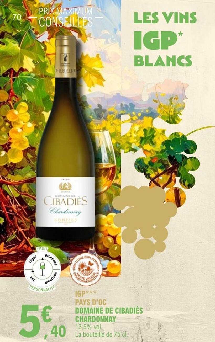 Les Vins IGP Blancs - Domaine de Cibadiès Chardonnay
