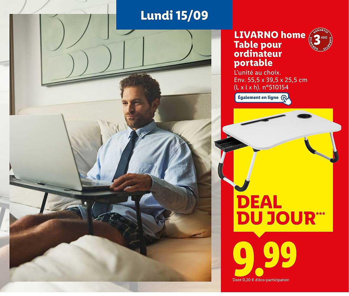 LIVARNO home Table pour ordinateur portable