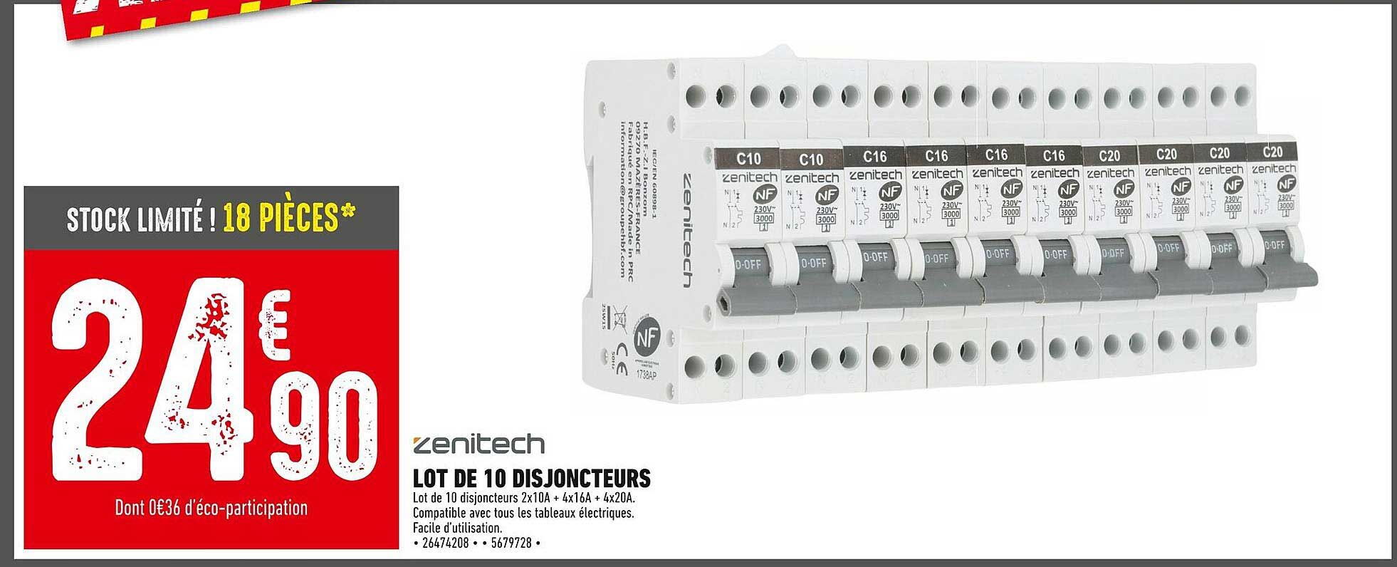 LOT DE 10 DISJONCTEURS
