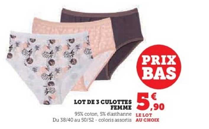 LOT DE 3 CULOTTES FEMME