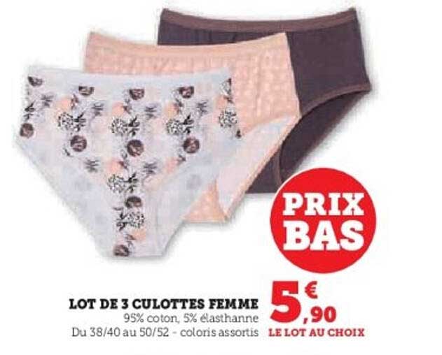 LOT DE 3 CULOTTES FEMME