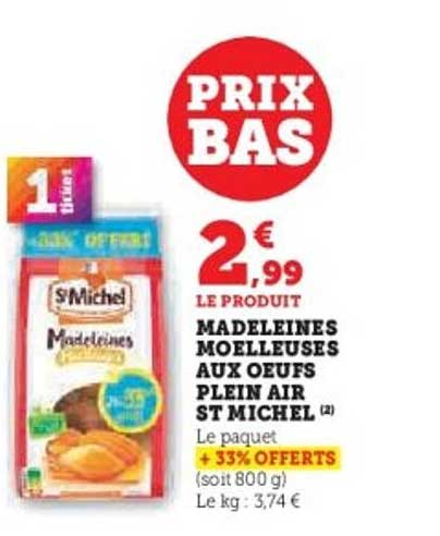 MADELEINES MOELLEUSES AUX OEUFS PLEIN AIR ST MICHEL
