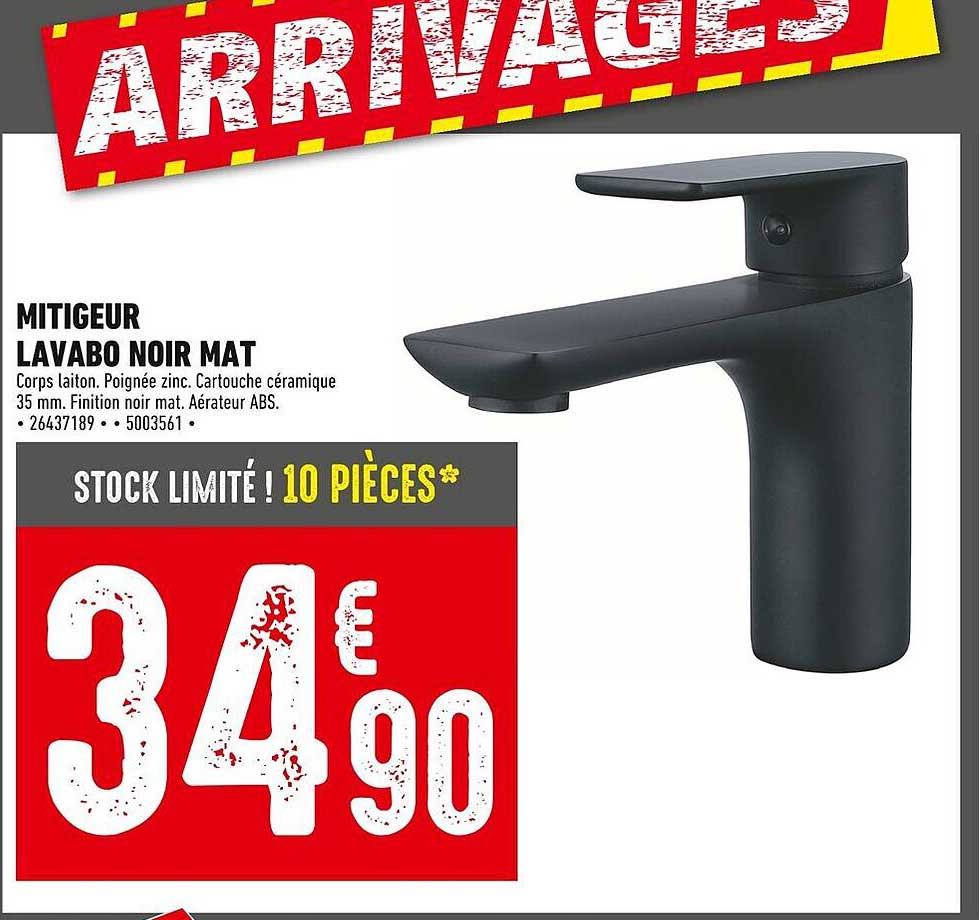 MITIGEUR LAVABO NOIR MAT
