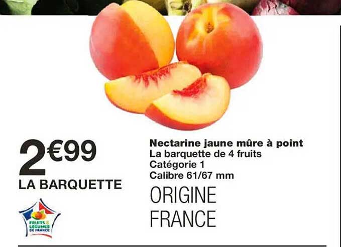 Nectarine jaune mure à point