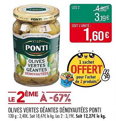 OLIVES VERTES GÉANTÉES DÉNoyautées PONTI