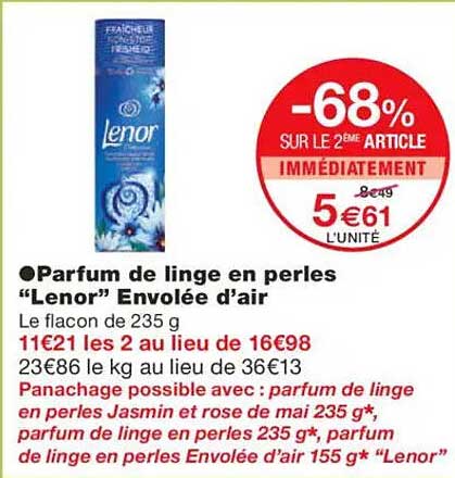 Parfum de linge en perles "Lenor" Envolée d'air