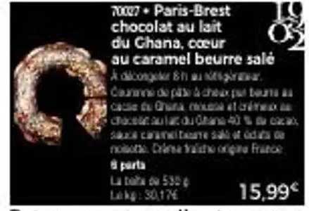 Paris-Brest chocolat au lait du Ghana, cœur au caramel beurre salé