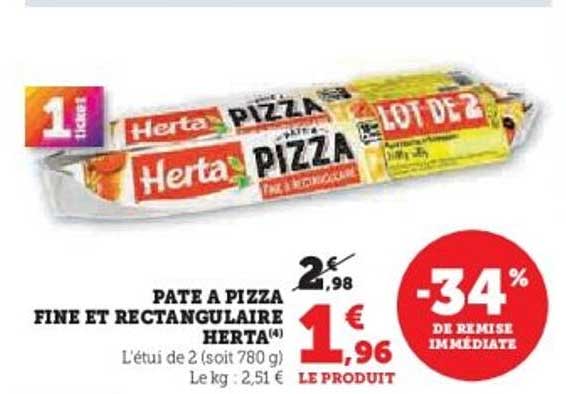PATE A PIZZA FINE ET RECTANGULAIRE HERTA
