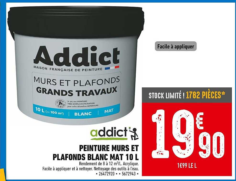 PEINTURE MURS ET PLAFONDS BLANC MAT 10 L