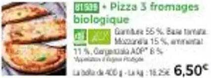 Pizza 3 fromages biologique