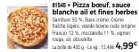 Pizza bœuf, sauce blanche ail et fines herbes
