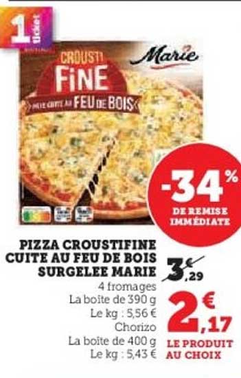 PIZZA CROUSTIFINE CUITE AU FEU DE BOIS SURGELEE MARIE