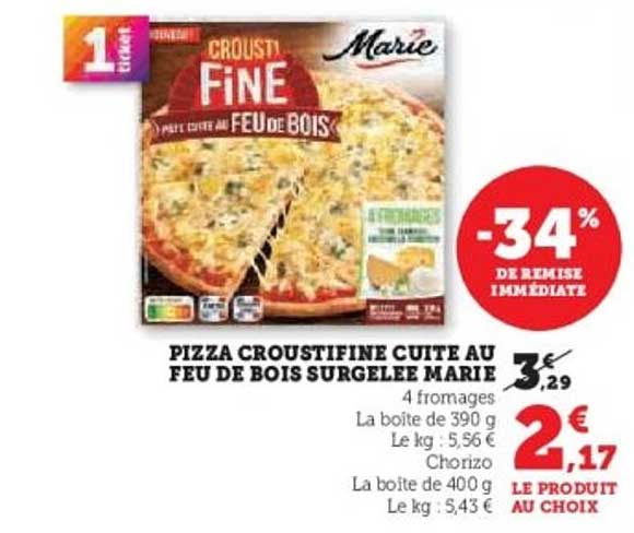PIZZA CROUSTIFINE CUITE AU FEU DE BOIS SURGELEE MARIE