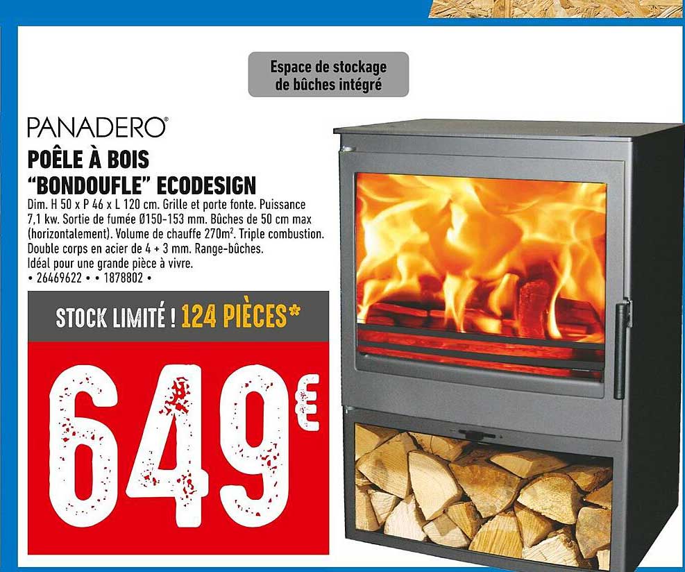 POÊLE À BOIS "BONDOUFLE" ECODESIGN
