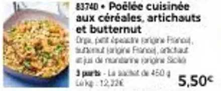 Poêlée cuisinée aux céréales, artichauts et butternut