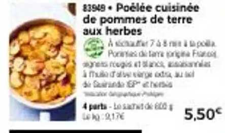 Poêlée cuisinée de pommes de terre aux herbes