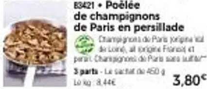 Poêlée de champignons de Paris en persillade