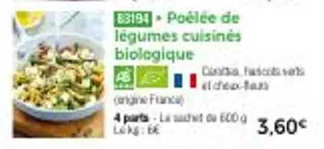 Poêlée de légumes cuisinés biologiques