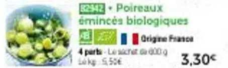 Poireaux émincés biologiques