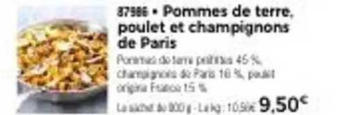Pommes de terre, poulet et champignons de Paris