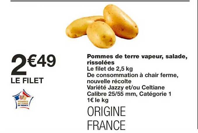 Pommes de terre vapeur, salade, rissolées