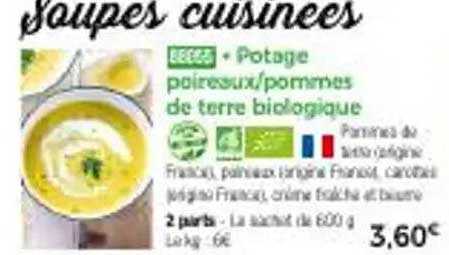 Potage poireaux/pommes de terre biologique