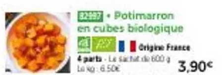 Potimarron en cubes biologique
