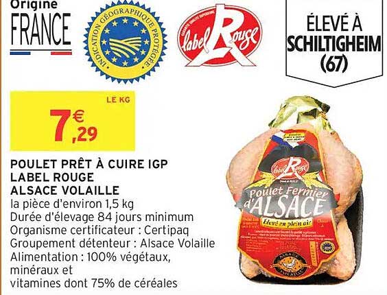 POULET PRÊT À CUIRE IGP LABEL ROUGE ALSACE VOLAILLE