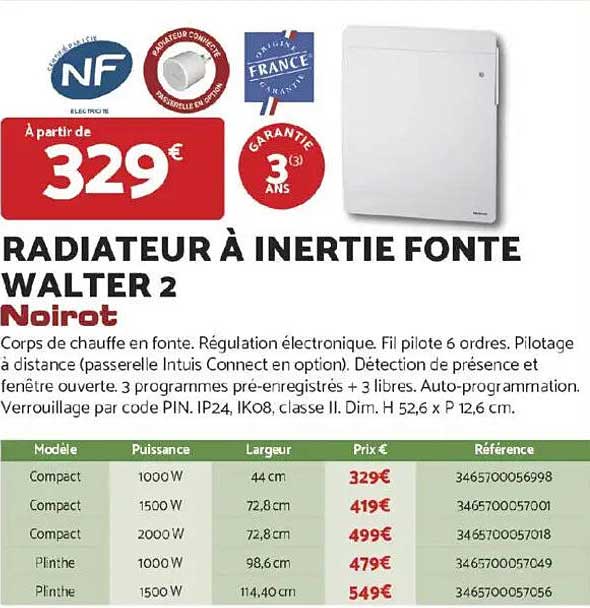 RADIATEUR À INERTIE FONTE WALTER 2