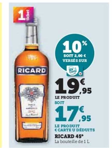 RICARD 45° La bouteille de 1 L