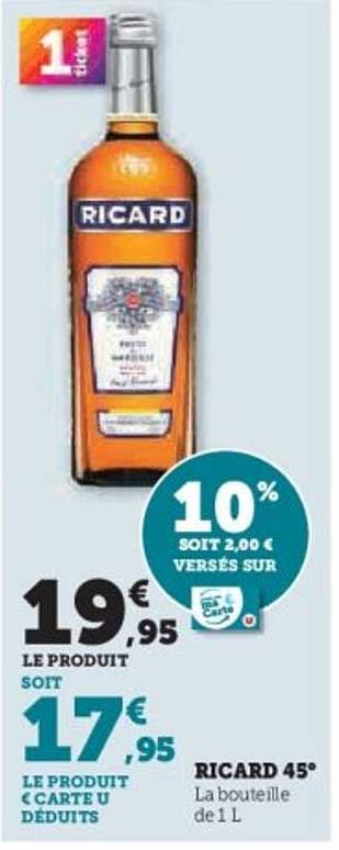 RICARD 45° La bouteille de 1 L