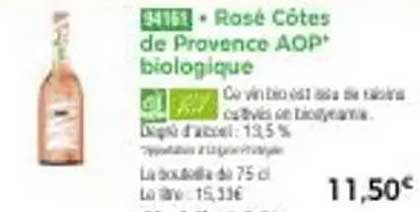 Rosé Côtes de Provence AOP biologiques