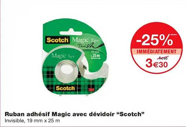 Ruban adhésif Magic avec dévidoir “Scotch”