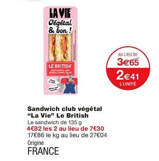 Sandwich club végétal “La Vie” Le British