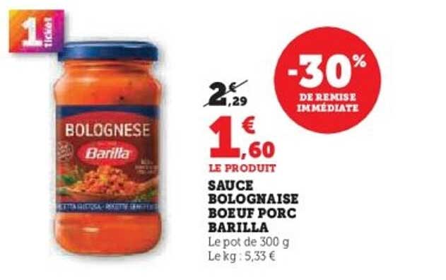 SAUCE BOLOGNAISE BŒUF PORC BARILLA