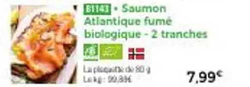Saumon Atlantique fumé biologique - 2 tranches