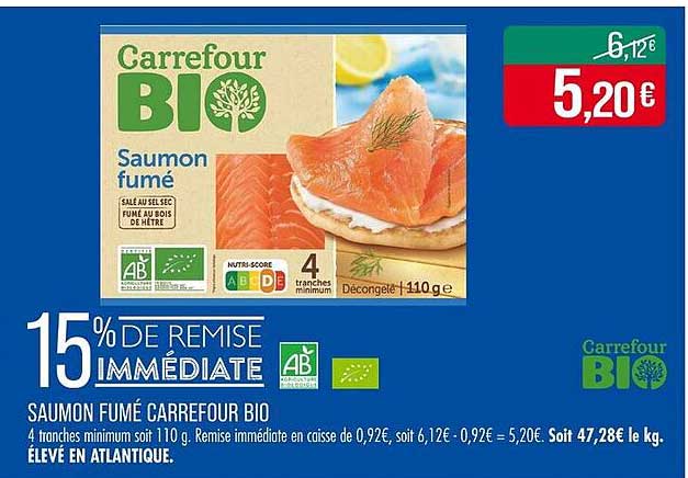 SAUMON FUMÉ CARREFOUR BIO