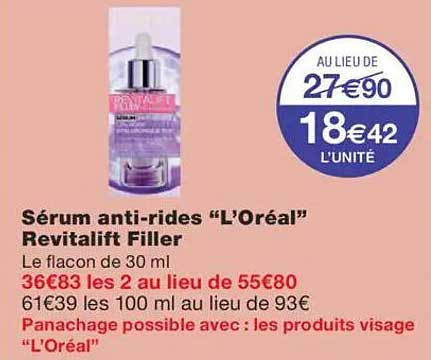 Sérum anti-rides “L’Oréal” Revitalift Filler
