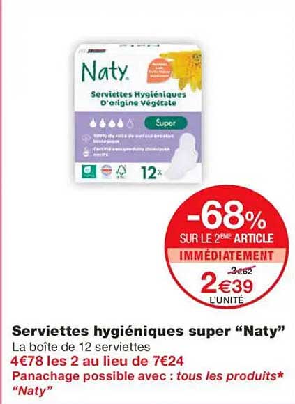 Serviettes hygiéniques super "Naty"