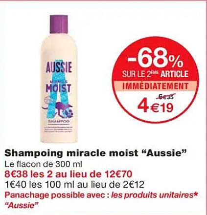 Shampooing miracle moist “Aussie”