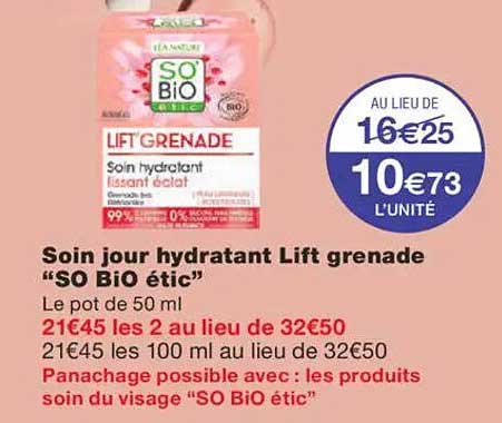 Soin jour hydratant Lift grenade "SO BiO étic"