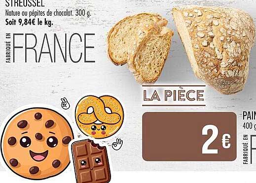 Streussel Nature ou pépites de chocolat. 300 g.