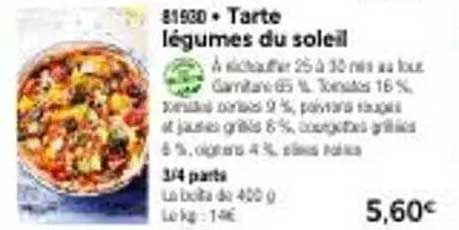 Tarte légumes du soleil