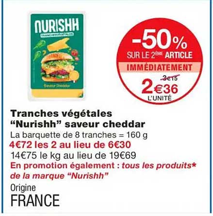 Tranches végétales "Nurishh" saveur cheddar