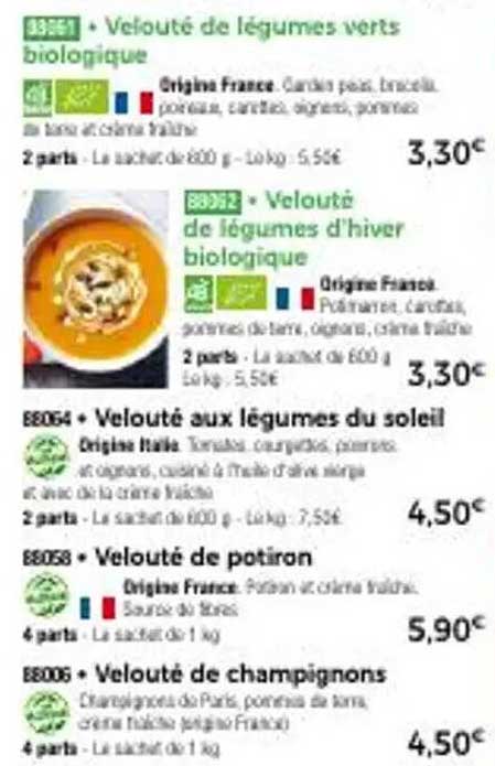Velouté de légumes verts biologique