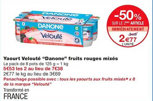 Yaourt Velouté “Danone” fruits rouges mixed