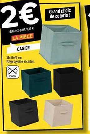 2€ dont éco-part 0,08€ LA PIECE CASIER Grand choix de coloris !